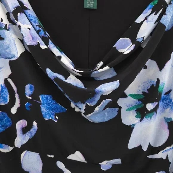 Lauren Ralph Laurenblue floral cowl drape-neckline stretch knit dress Size 14w
